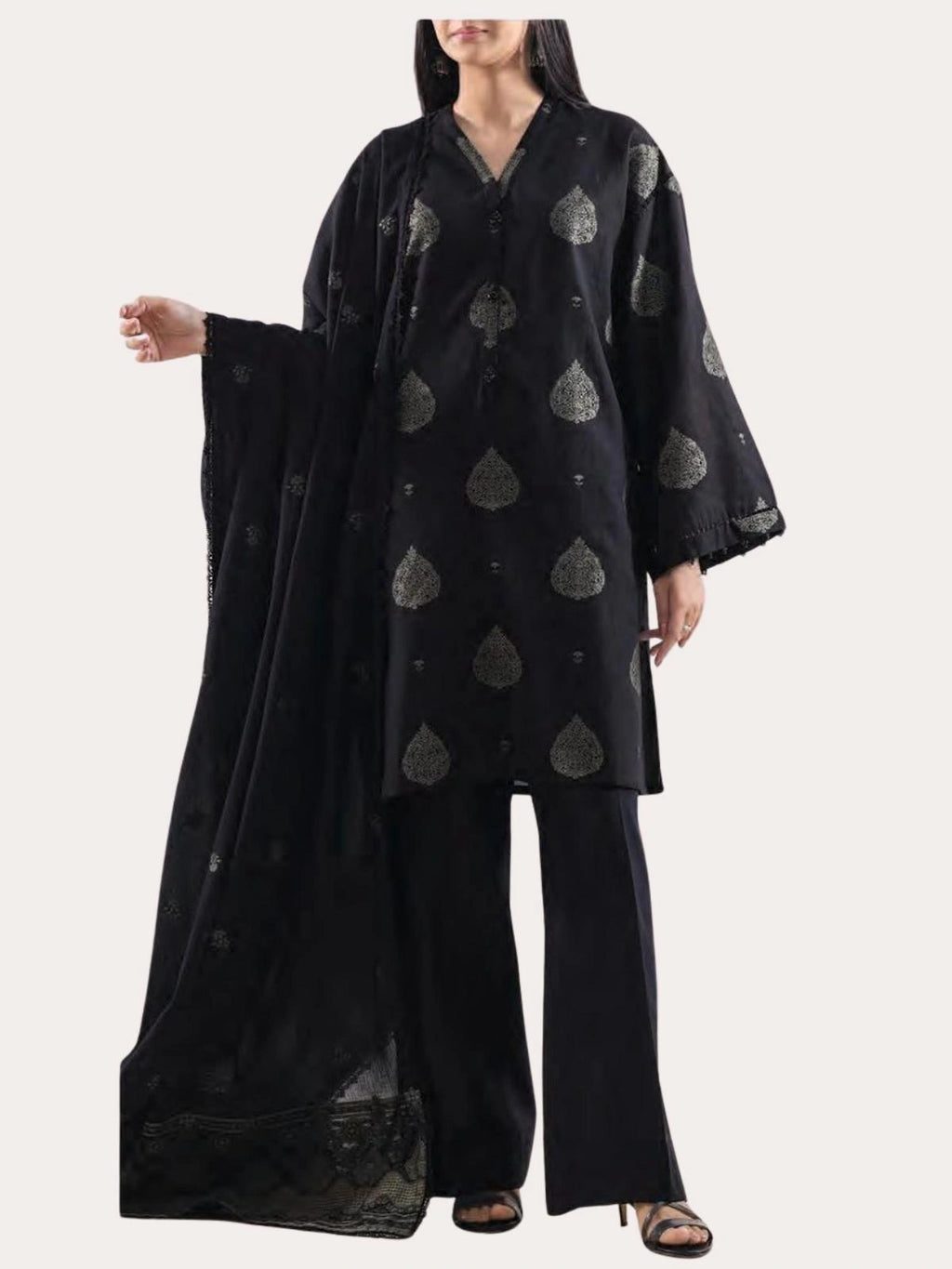 3 PIECE LAWN JACQUARD SUIT (Unstitched)