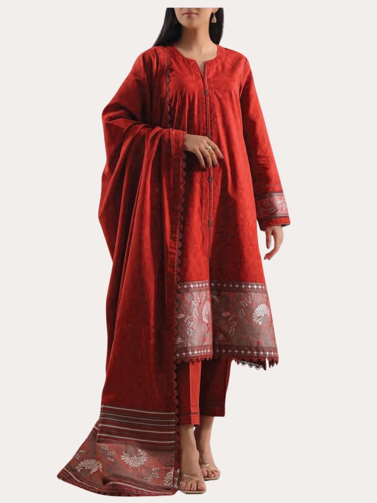 3 PIECE LAWN JACQUARD SUIT (Unstitched)