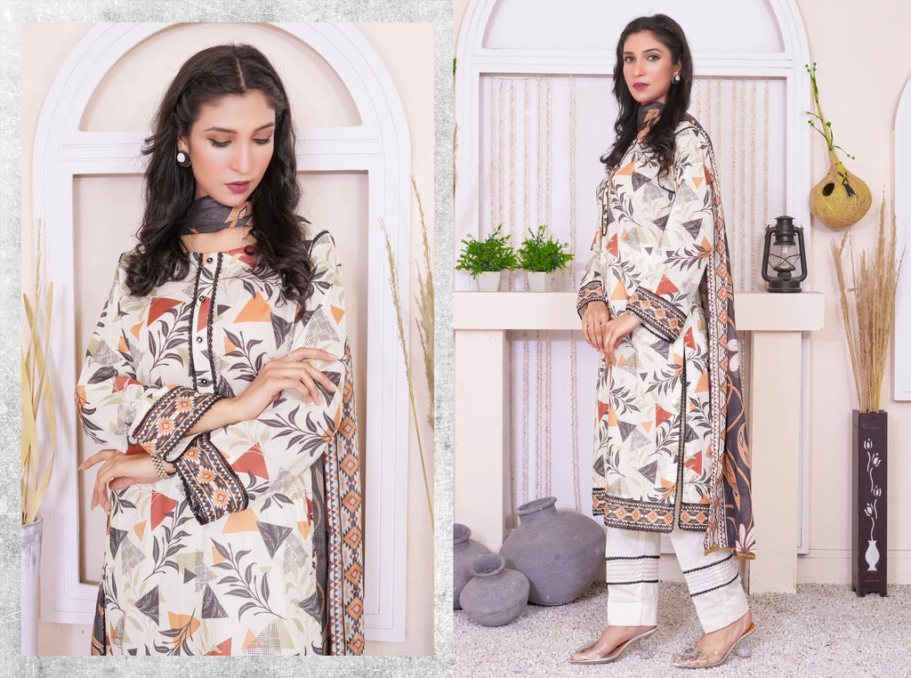3 PIECE PRINTED LAWN SUIT (Unstitched)