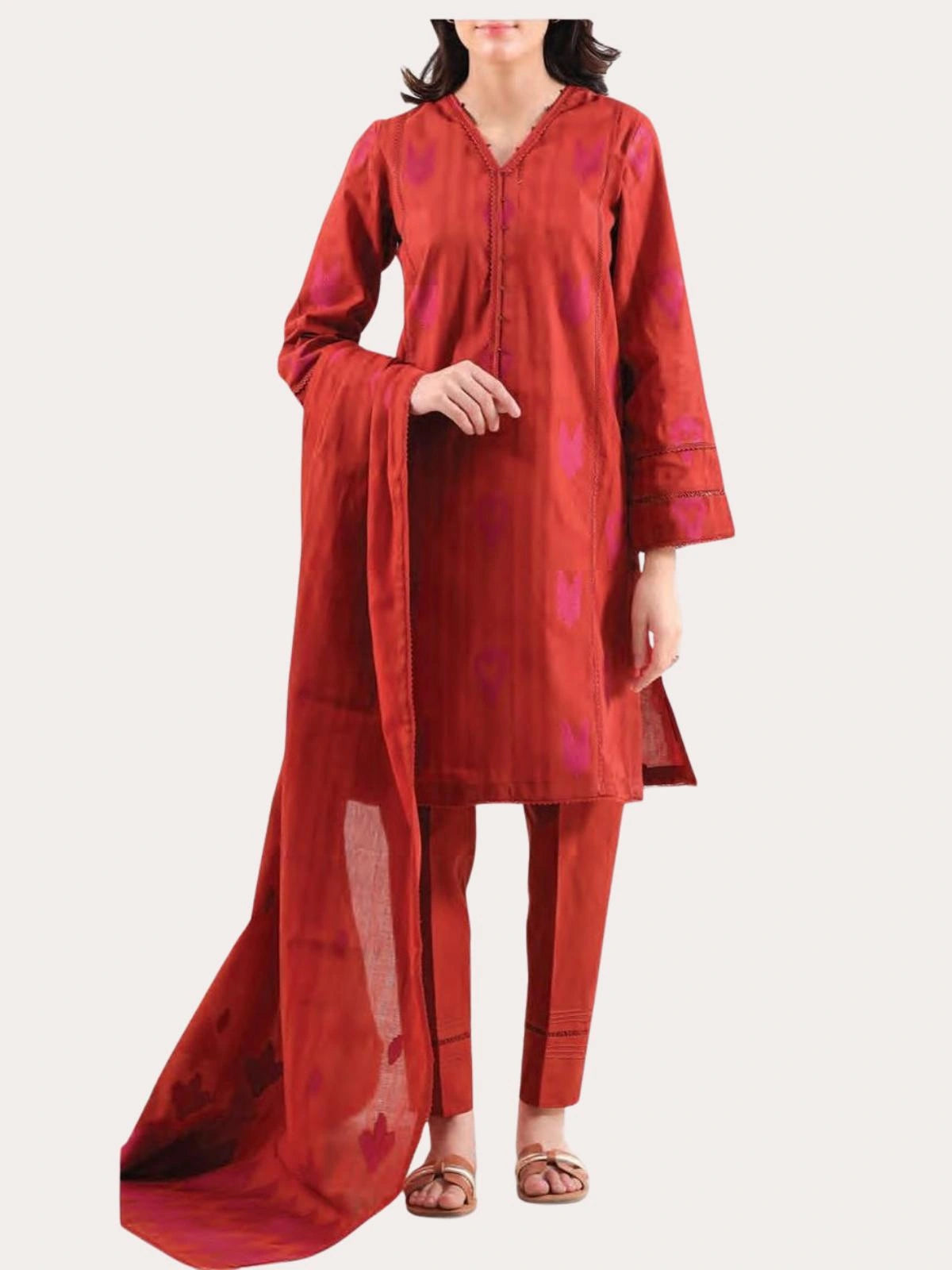 3 PIECE LAWN JACQUARD SUIT (Unstitched)