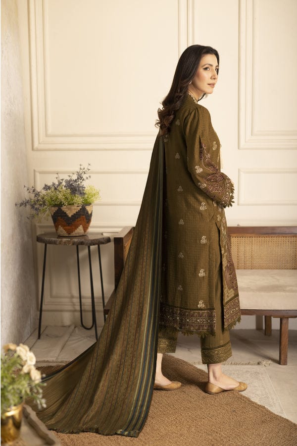 3 PIECE PEACH LEATHER EMBROIDERED (Unstitched)