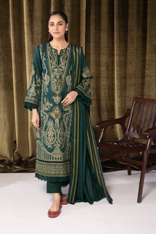 3 PIECE PEACH LEATHER EMBROIDERED (Unstitched)