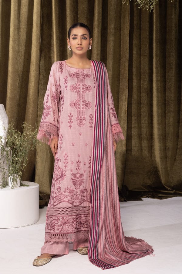 3 PIECE PEACH LEATHER EMBROIDERED (Unstitched)