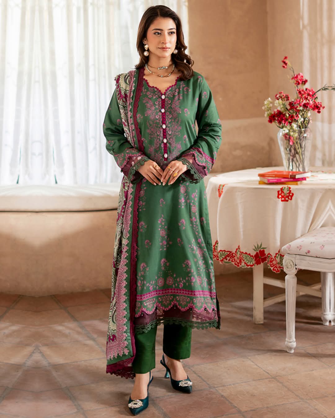 3 PIECE LINEN PRINTED SUIT (Unstitched)