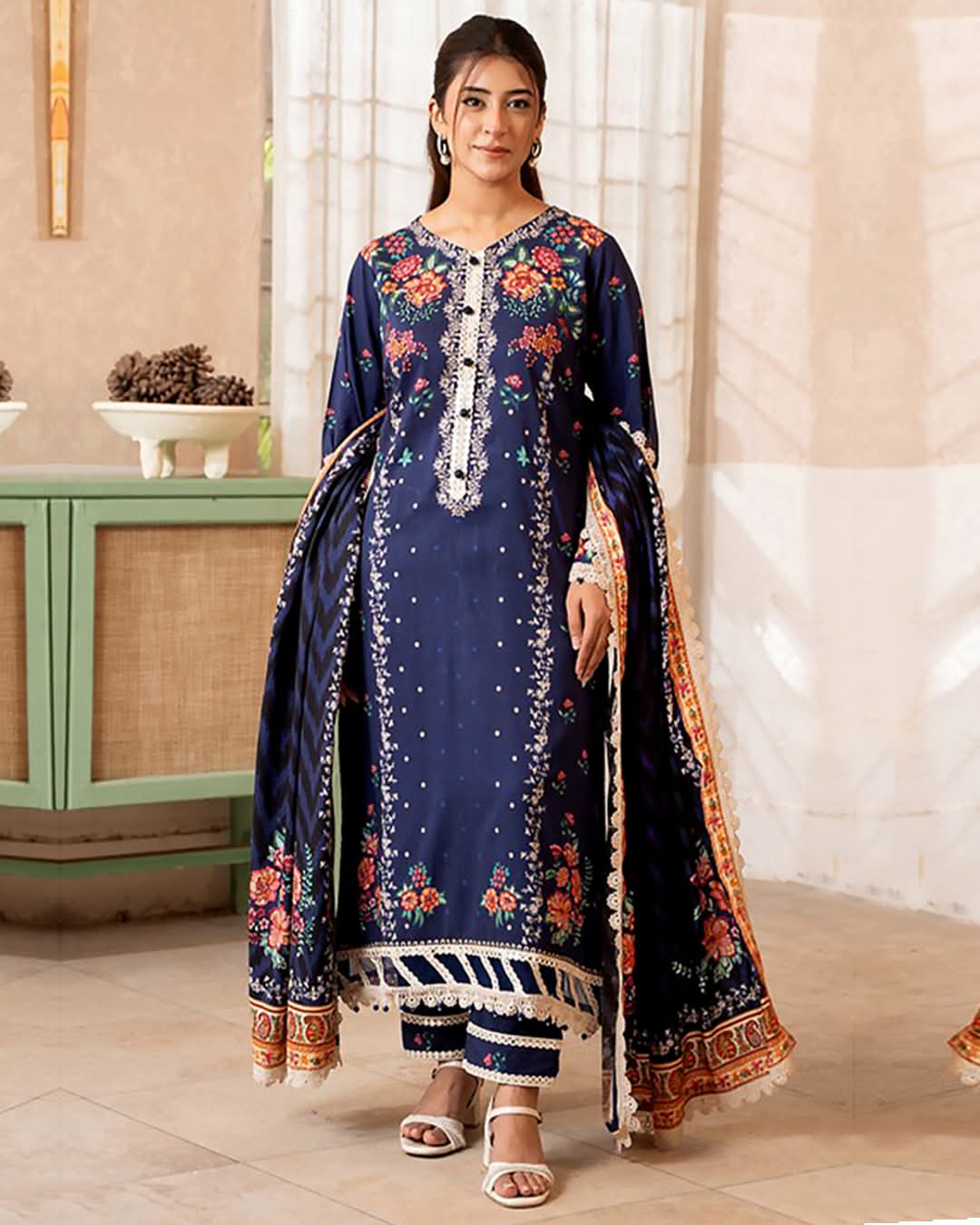 3 PIECE LINEN PRINTED SUIT (Unstitched)