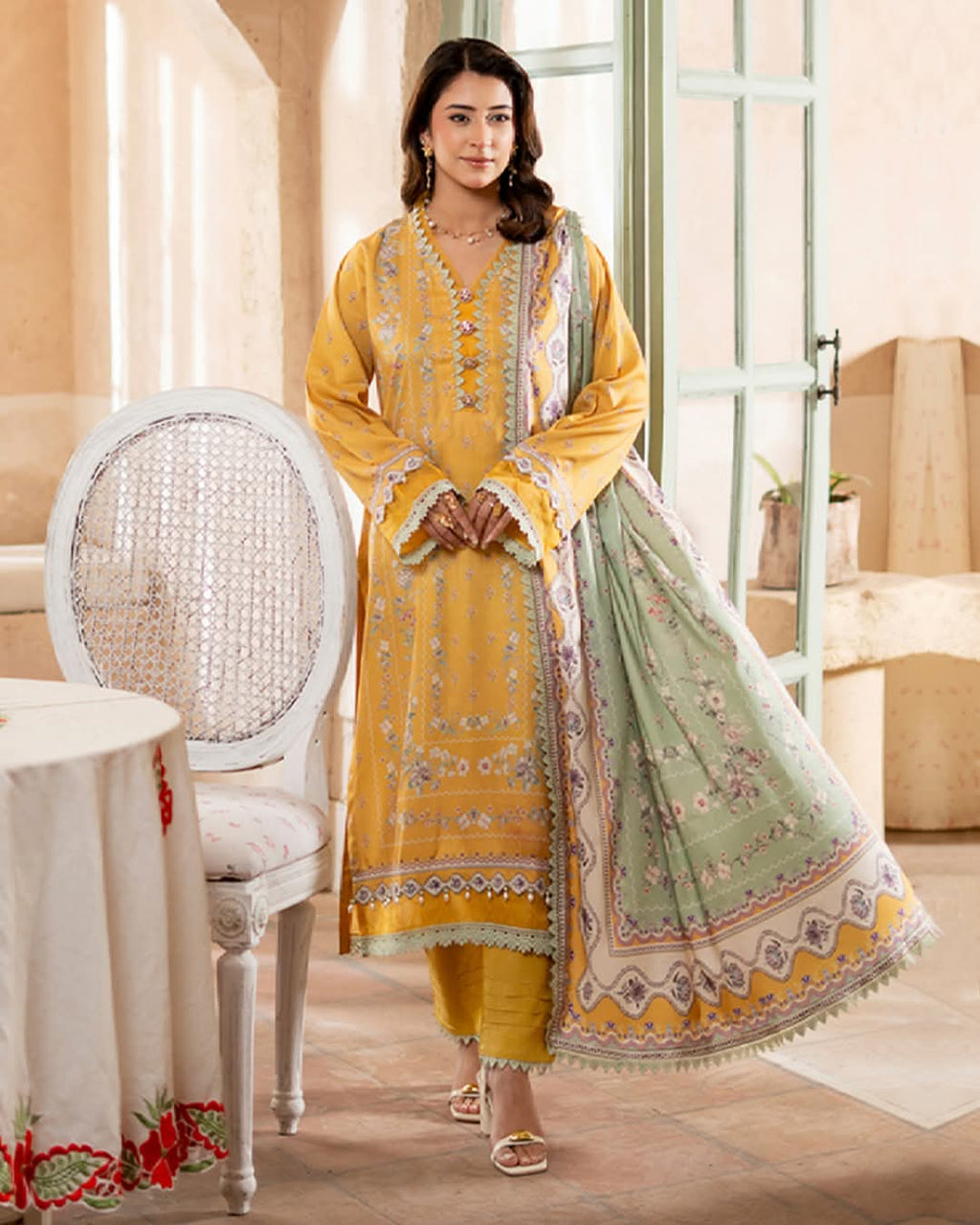 3 PIECE LINEN PRINTED SUIT (Unstitched)