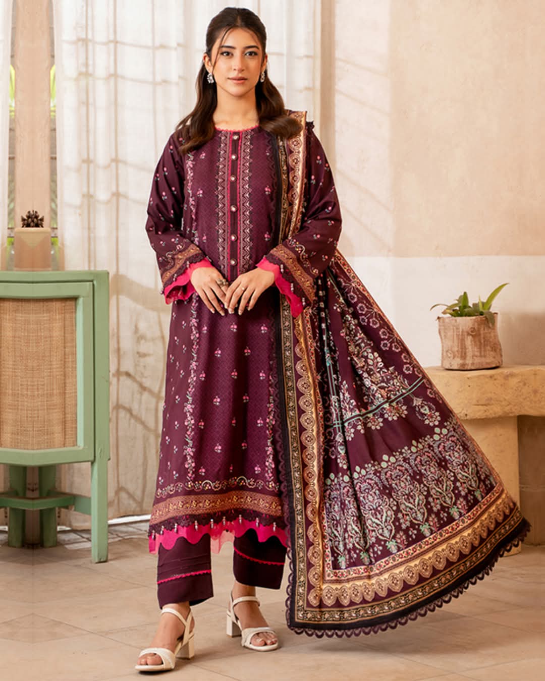 3 PIECE LINEN PRINTED SUIT (Unstitched)