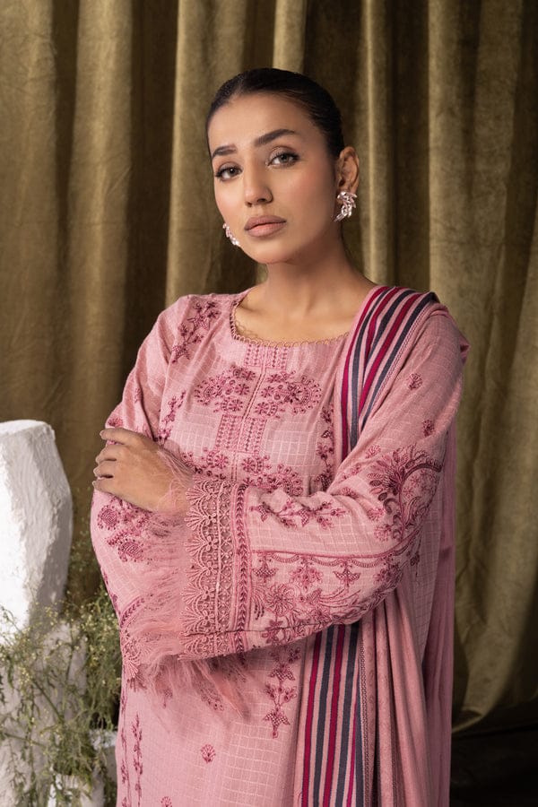 3 PIECE PEACH LEATHER EMBROIDERED (Unstitched)