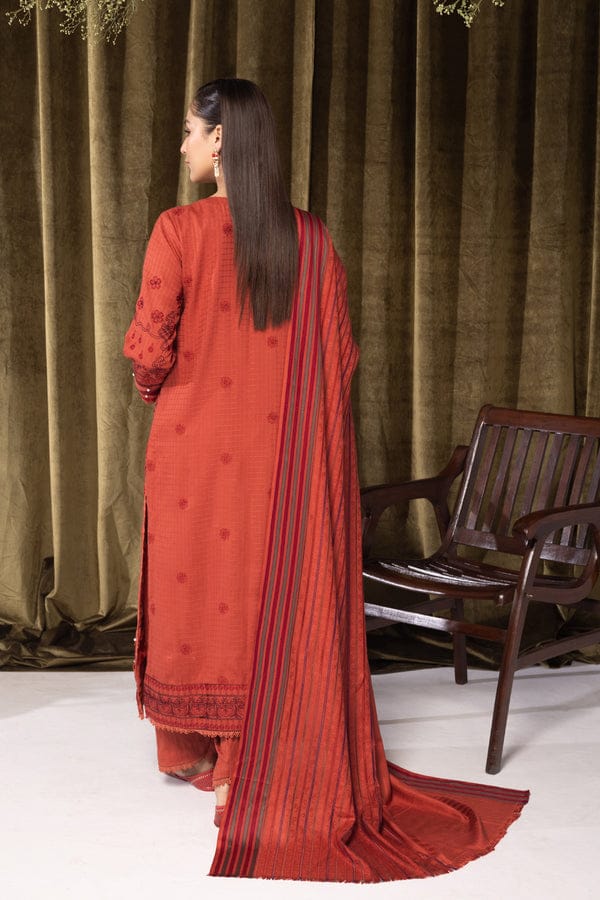 3 PIECE PEACH LEATHER EMBROIDERED (Unstitched)