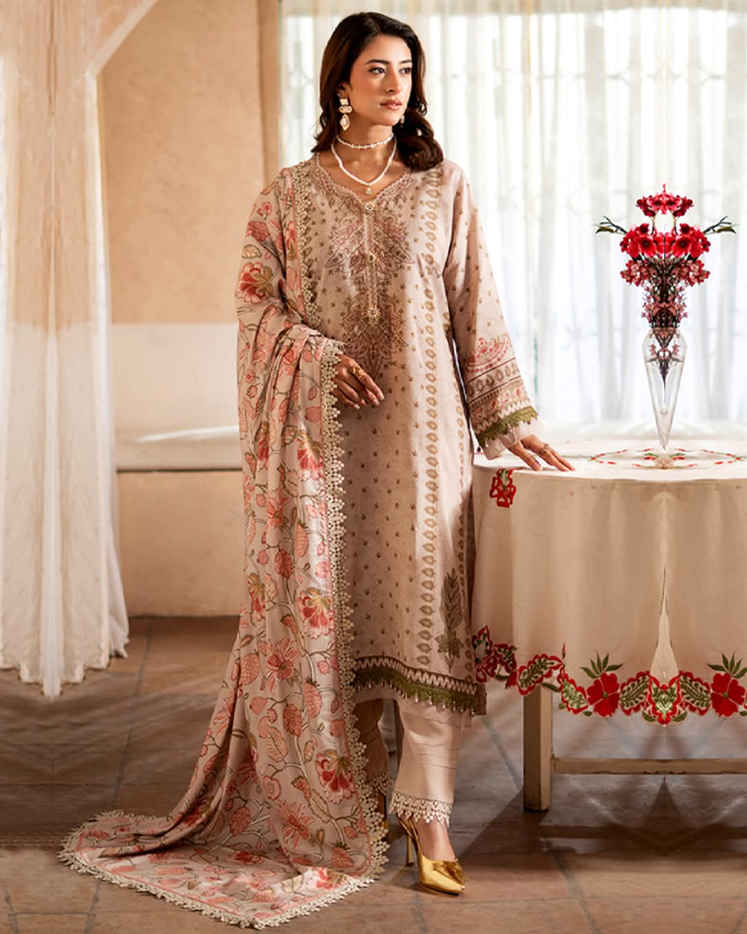 3 PIECE LINEN PRINTED SUIT (Unstitched)